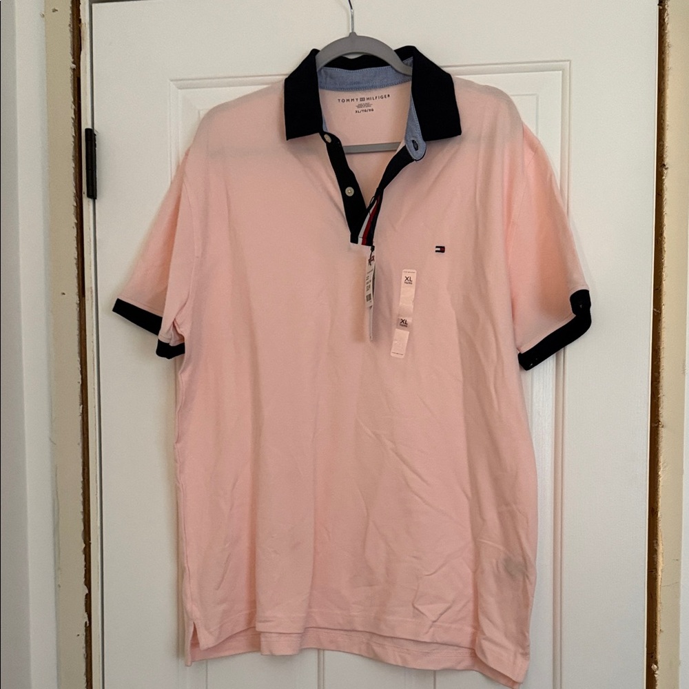 Tommy Hilfiger Light Pink Polo with Black Collar